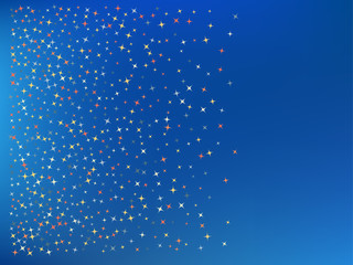 Azure color background. Stars confetti. 