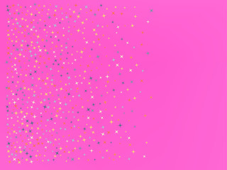 Pink color background. Stars confetti. 