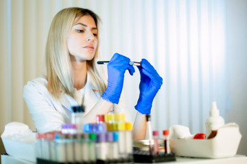 Nurse in the laboratory for blood tests.
