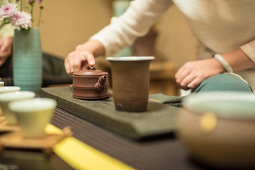 Fototapeta na wymiar china tea ceremony. tea cup and teapot