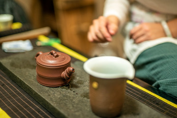 china tea ceremony. tea cup and teapot