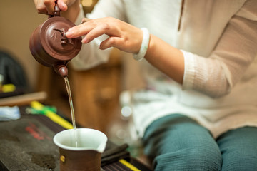 Obraz na płótnie Canvas china tea ceremony. tea cup and teapot
