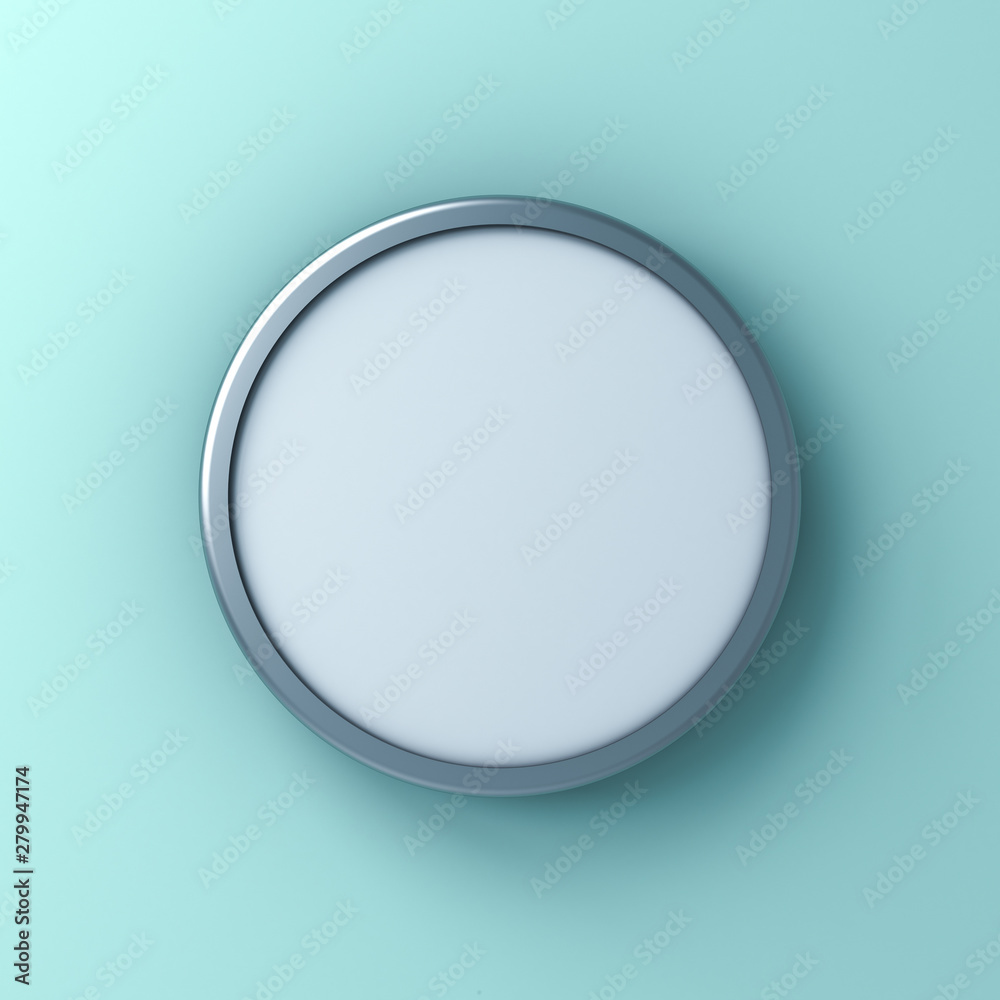 Aufkleber blank round sign or mock up signage board or advertising round button isolated on light blue green p