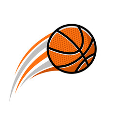 illustration of a fast-moving basketball. Icon of a basket with flames and the impression of speed. Graphic resources elements of basket games.