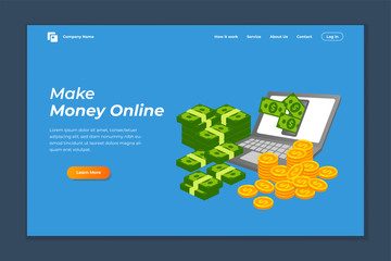 make money online banner landing page background design