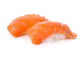 Salmon sushi on a White background