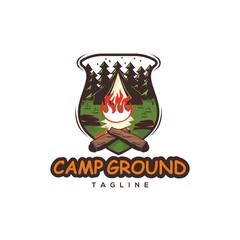camping ground premium logo design