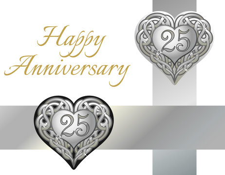 Silver Anniversary Heart Ornate