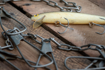 old fishing lure and stringer 