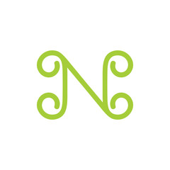 letter n lines art curly design symbol vector