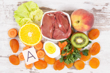 Nutritious eating containing vitamin A, healthy nutrition as source minerals