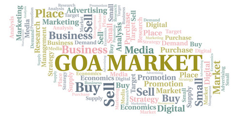 Goa Market word cloud. Vector made with text only.