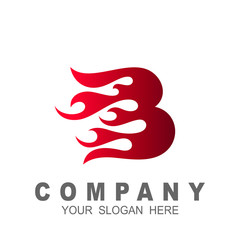 Fire flames logo design vector, logo letter b with fire design template