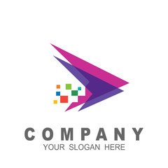 Pixel arrow, arrow going fast, success business logo vector, technology icon