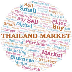 Thailand Market word cloud. Vector made with text only.