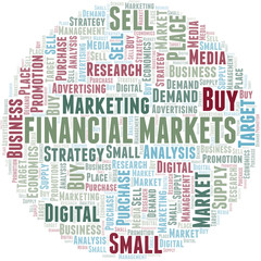 Financial Markets word cloud. Vector made with text only.