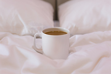 Morning cup of coffee in bed.