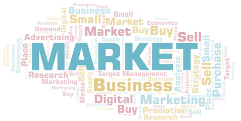 Fototapeta premium Market word cloud. Vector made with text only.