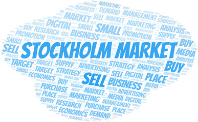 Fototapeta premium Stockholm Market word cloud. Vector made with text only.