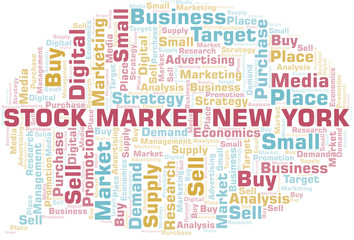 Stock Market New York word cloud. Vector made with text only.