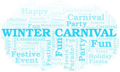 Winter Carnival word cloud vector made with text only.