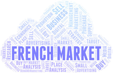 Obraz premium French Market word cloud. Vector made with text only.