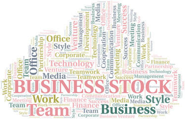 Business Stock word cloud. Collage made with text only.