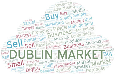 Dublin Market word cloud. Vector made with text only.