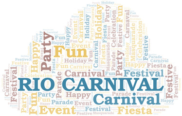 Rio Carnival word cloud vector made with text only.