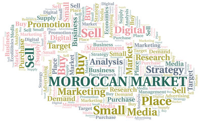 Moroccan Market word cloud. Vector made with text only.