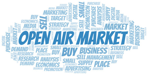 Obraz premium Open Air Market word cloud. Vector made with text only.