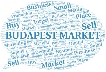 Budapest Market word cloud. Vector made with text only.