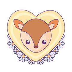 head of cute little reindeer baby in heart