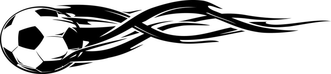 Soccer Ball with Abstract Flame Trail