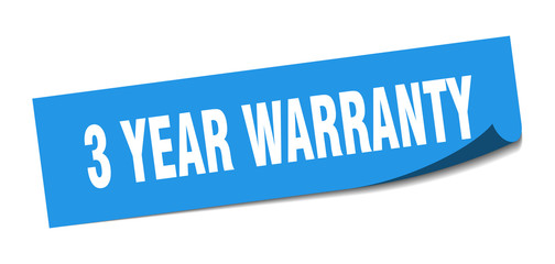 3 year warranty sticker. 3 year warranty square isolated sign. 3 year warranty
