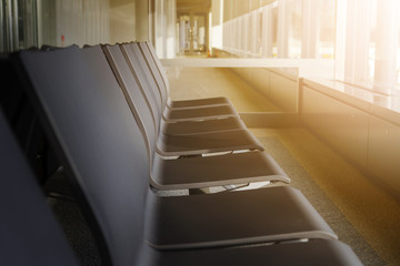 Empty seat at the airport terminal. waiting area for boarding