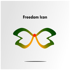 Clover leaf, Butterfly with freedom icon
