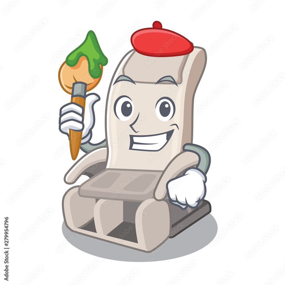 Poster artist massage chair isolated in the character