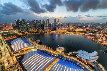 Fototapeta na wymiar Wonderful aerial view of Marina Bay and skyscrapers, Singapore
