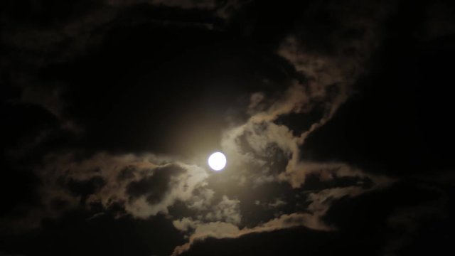 Timelapse of Full moon and clouds at night.