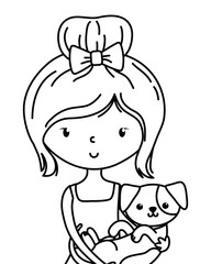 Girl with dog cartoon design
