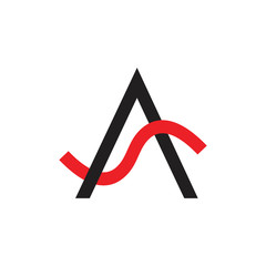 letter as simple overlapping line logo vector