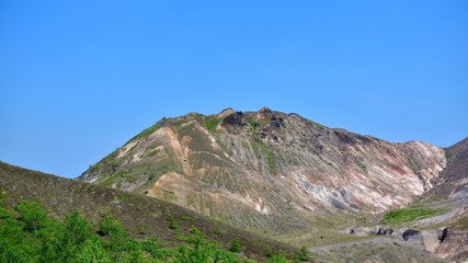 有珠山遊歩道から見た有珠山火口跡の情景＠北海道