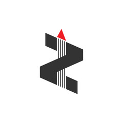 letter z stripes geometric arrow logo vector