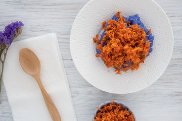 Coconut Flavored Stick Rice with Dried Shirmp, Sugar And Herb