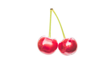 two cherries isolated on white background