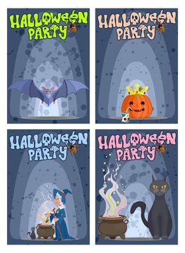 large selection of posters for printing halloween party stock