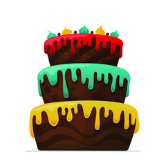 Happy Birthday Cake with Chocolate. Vector illustration on white background.