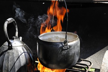 cauldron on fire