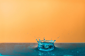 Drop of water, blue water drop, water splash close-up